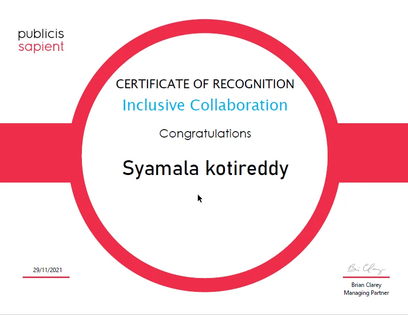 Publicis Sapient: Recoginition of Inclusive Collaboration